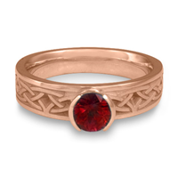 Extra Narrow Celtic Bordered Arches Engagement Ring in Ruby