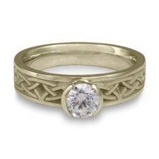 Extra Narrow Celtic Bordered Arches Engagement Ring in 18K White Gold