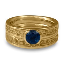 Extra Narrow Continuous Garden Gate Bridal Ring Set in Sapphire