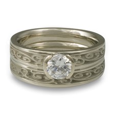Extra Narrow Continuous Garden Gate Bridal Ring Set in Diamond