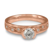 Extra Narrow Continuous Garden Gate Engagement Ring with Gems in 14K Rose Gold