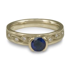 Extra Narrow Continuous Garden Gate Engagement Ring with Gems in Sapphire