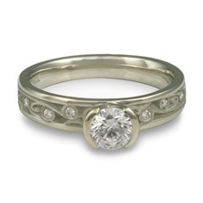 Extra Narrow Continuous Garden Gate Engagement Ring with Gems in Diamond