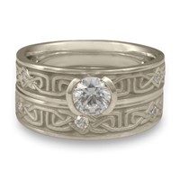 Extra Narrow Labyrinth Bridal Ring Set with Gems in Platinum