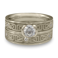 Extra Narrow Labyrinth Bridal Ring Set with Gems in Diamond