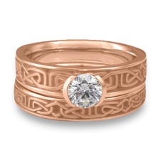 Extra Narrow Labyrinth Bridal Ring Set in 14K Rose Gold