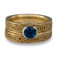 Extra Narrow Labyrinth Bridal Ring Set in Sapphire
