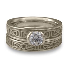 Extra Narrow Labyrinth Bridal Ring Set in Diamond