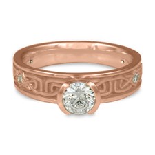 Extra Narrow Labyrinth Engagement Ring with Gems in 14K Rose Gold