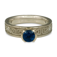 Extra Narrow Labyrinth Engagement Ring with Gems in Sri Lankan Sapphire
