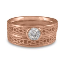 Extra Narrow Love Knot Bridal Ring Set in 14K Rose Gold