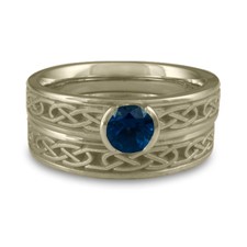 Extra Narrow Love Knot Bridal Ring Set in Sri Lankan Sapphire