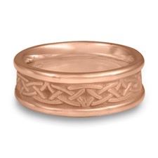 Extra Narrow Self Bordered Celtic Arches Wedding Ring in 14K Rose Gold