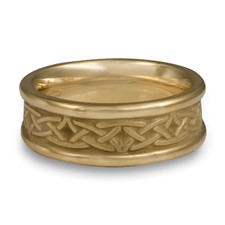 Extra Narrow Self Bordered Celtic Arches Wedding Ring in 14K Yellow Gold