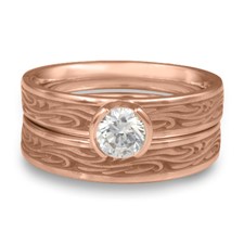 Extra Narrow Starry Night Bridal Ring Set in 14K Rose Gold