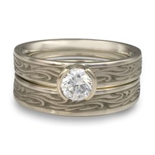 Extra Narrow Starry Night Bridal Ring Set in 14K White Gold