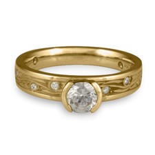 Extra Narrow Starry Night Engagement Ring with Gems  in Diamond