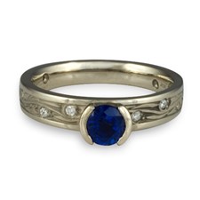 Extra Narrow Starry Night Engagement Ring with Gems  in Sri Lankan Sapphire