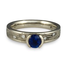 Extra Narrow Starry Night Engagement Ring with Gems  in Platinum
