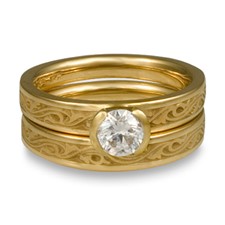 Extra Narrow Wind and Waves Bridal Ring Set in 18K Yellow Gold