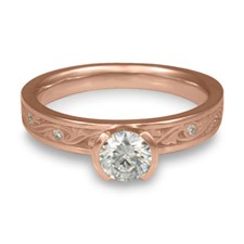 Extra Narrow Wind and Waves Engagement Ring with Gems in 14K Rose Gold