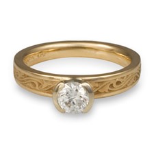 Extra Narrow Wind and Waves Engagement Ring in 14K Yellow Gold