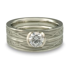 Extra Narrow Yin Yang Bridal Ring Set in Platinum