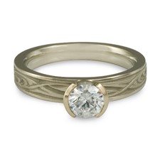 Extra Narrow Yin Yang Engagement Ring in 14K White Gold