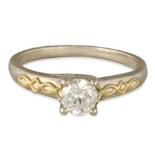 Felicity Solitaire Engagement Ring in 14K White Gold Base with 18K Yellow Gold Accents