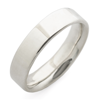 Flat Topped Comfort Fit Wedding Ring 5mm in 14K White Gold