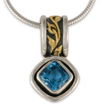 Flores Cushion Pendant in Swiss Blue Topaz