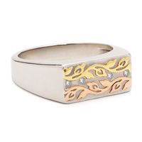 Flores Signet Ring in Three Tone