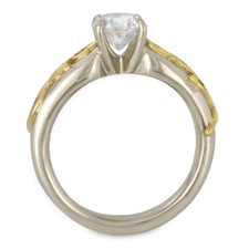 Flores Solitaire Engagement Ring in 14K White Gold Base w 18K Yellow Gold Center