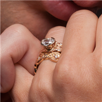 Flow Oval Engagement Ring in 14K Yellow Gold Base w 18K Rose Gold Center