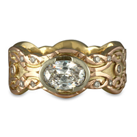 Flow Oval Engagement Ring in 14K Yellow Gold Base w 18K Rose Gold Center