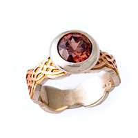 Flow Ring with Summit Mount in 14K White Gold Base w 14K Rose Gold Center