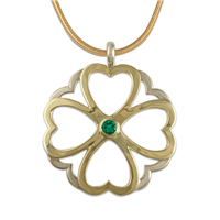 Four Leaf Clover Pendant in Two Tone