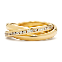 Gold Trinity Ring with Diamonds in 14K Yellow Gold
