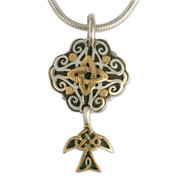 Grace Pendant in 14K Yellow Gold Design w Sterling Silver Base