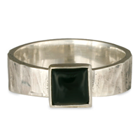Hammered square ring in Sterling Silver
