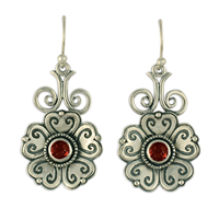 Heart Bloom Earrings in Garnet