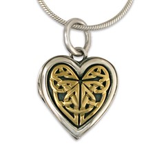 Heart Locket in 14K Yellow Gold Design w Sterling Silver Base