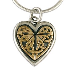 Heart Woven Pendant in 14K Yellow Gold Design w Sterling Silver Base