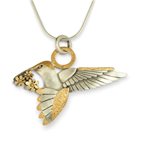 Hummingbird Pendant in Two Tone