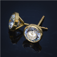 Iberia Stud Earrings w Portuguese Cut Moissanite in 14K Yellow Gold