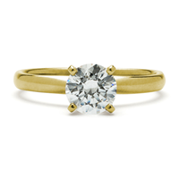 Ideal Solitaire 4 Prong Engagement Ring in 14K Yellow Gold