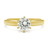 Ideal Solitaire 6 Prong Engagement Ring in 14K Yellow Gold