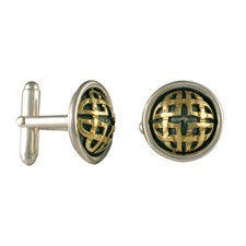 Interlace Cufflinks in 14K Yellow Gold Design w Sterling Silver Base