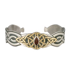 Kalisi Cuff Bracelet in 14K Yellow Gold Design w Sterling Silver Base