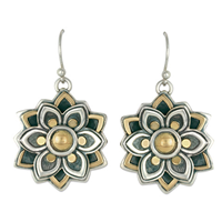 Kamala Earrings in 14K Yellow Gold Design w Sterling Silver Base